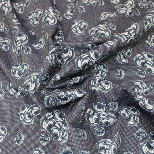 3 Metre Luxury Chambray Floral Textured Dress Denim - 55" Wide