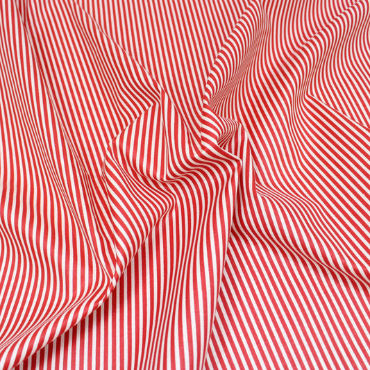 5 Metres Premium 100% Quality Cotton 36"- Stripe - Red & White