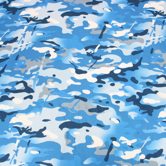Classic Camouflage Cotton Poplin 55" Wide Blue