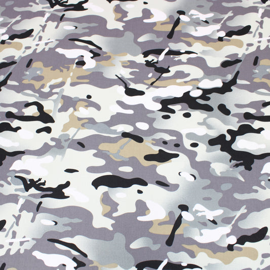Classic Camouflage Cotton Poplin 55" Wide Grey