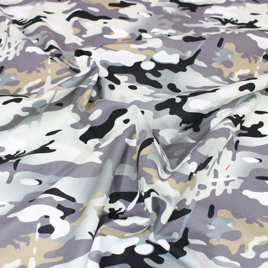 Classic Camouflage Cotton Poplin 55" Wide Grey