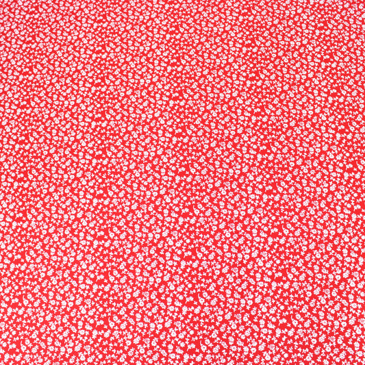 3 Metre 100% Floral Cotton Poplin - 57" Wide Red