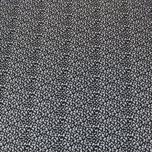 3 Metre 100% Floral Cotton Poplin - 57" Wide Black.