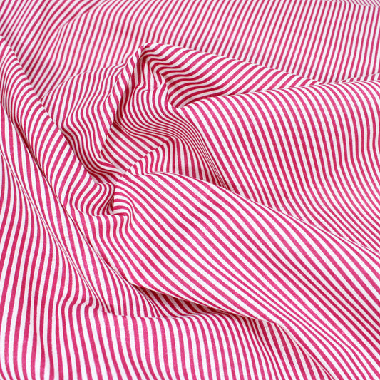 3 Metre Canvas Effect Striped Polycotton 55" Wide Cream & Red