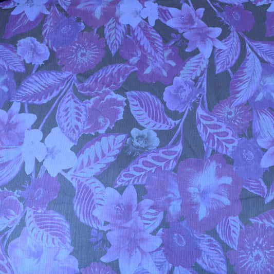 3 Metres Elegant Floral Dress-Chiffon 55" Wide Electric Blue