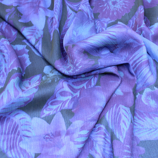3 Metres Elegant Floral Dress-Chiffon 55" Wide Electric Blue
