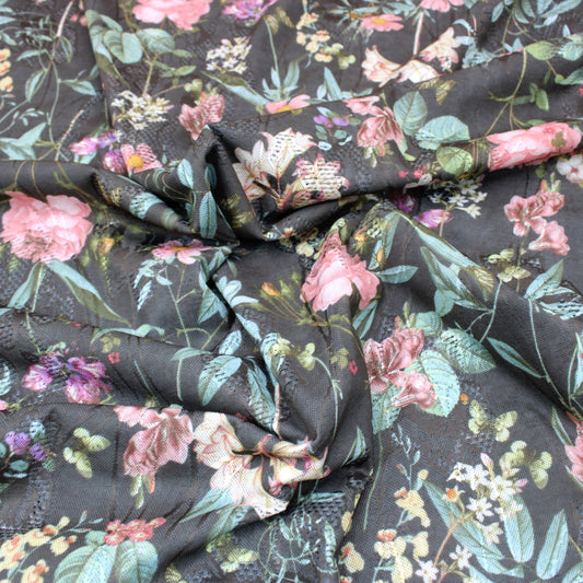 3 Metre Soft Light Floral Knit Jersey - 55” Wide Brown