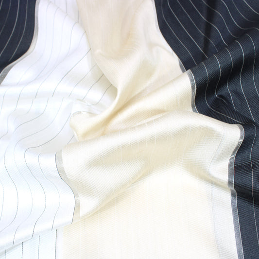 3 Metres Light Weight Venetian Shantung Fabric 55" Wide Ivory & Black