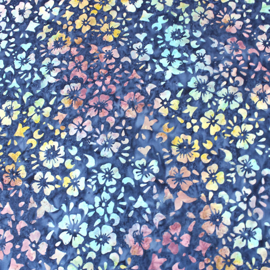 Premium Quality 100% Cotton Bali Batik - Bloom - 45" Wide Navy