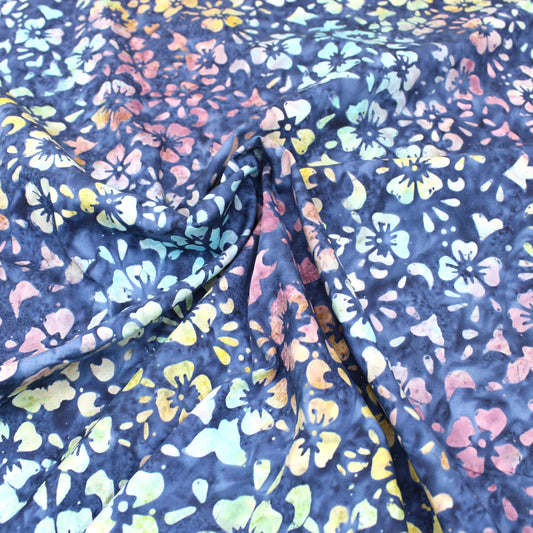 Premium Quality 100% Cotton Bali Batik - Bloom - 45" Wide Navy