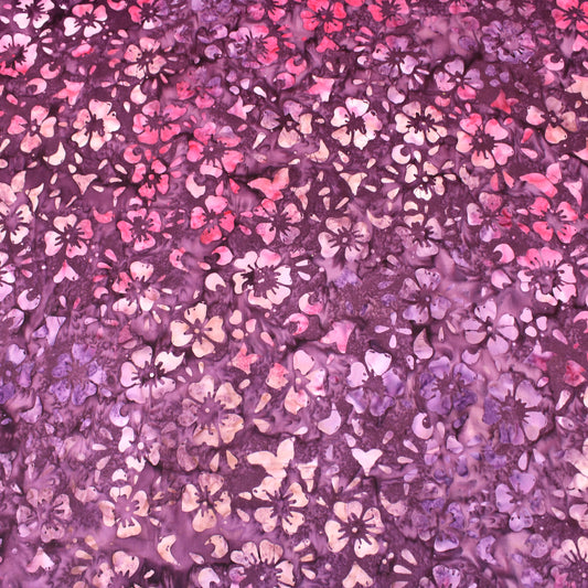 Premium Quality 100% Cotton Bali Batik - Bloom - 45" Wide Purple & Pink