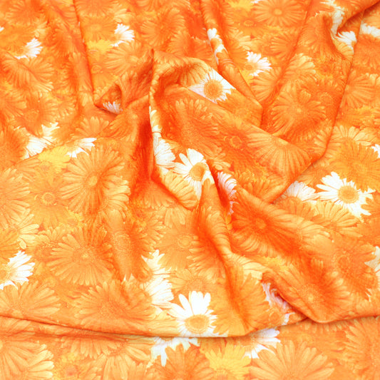 3 Metres Dressmaking Floral Cloque Jersey - 55" Wide Bright Orange