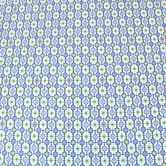 Premium 100% Floral Quilting Cotton - Tile - 44" Wide Blue