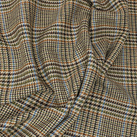 3 Metres Wool Rich Brushed Plaid Fabric 55" Wide Warm Brown