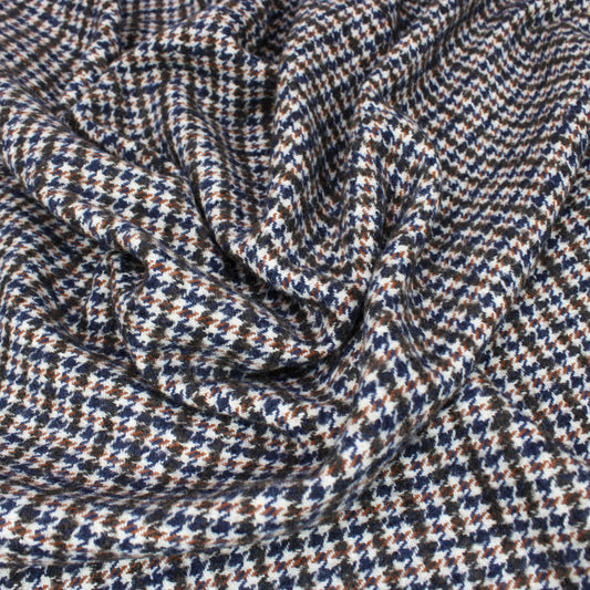 3 Metres Wool Rich Plaid Fabric 55" Wide Brown & Navy