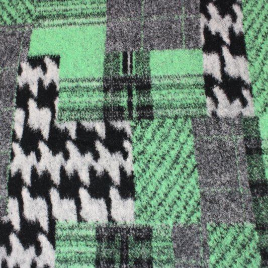 3 Metres Wool Rich Printed Fabric 55" Wide Green & Grey