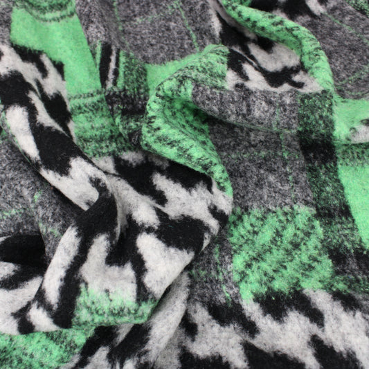 3 Metres Wool Rich Printed Fabric 55" Wide Green & Grey