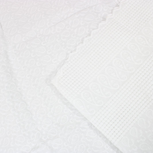 3 Metre Broderie Anglaise Floral Cotton - 45" Wide White