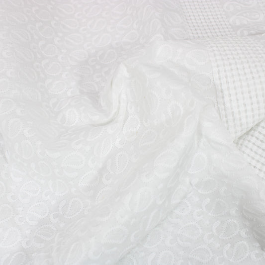 3 Metre Broderie Anglaise Floral Cotton - 45" Wide White