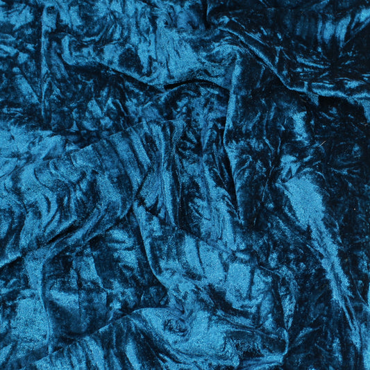 3 Metres Premium Crushed Stretch Velvet 55" Wide Petrol Blue