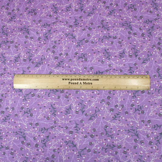 Per Metre 100% Digital Floral Quilting Cotton 55" Wide Purple