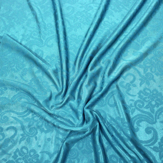3 Metres Printed Looped Backed Terry Jersey 55" Wide (Turquoise)