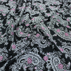 3 Metres Soft Floral Cashmere Effect Fabric  - 45" Wide Purple