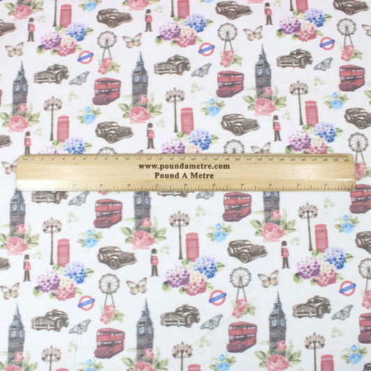 Per Metre 100% Digital London Quilting Cotton 55" Wide Pale Pink