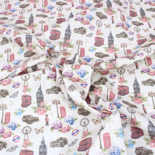 Per Metre 100% Digital London Quilting Cotton 55" Wide Pale Pink