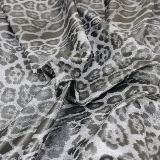 3 Metres Leather Look PVC Cheetah Fabric 55" Wide - Dark Grey