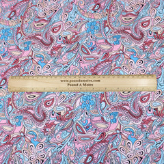 3 Metre Natural Drape Soft-Touch Floral American Crepe 55" Wide- Pink & Blue