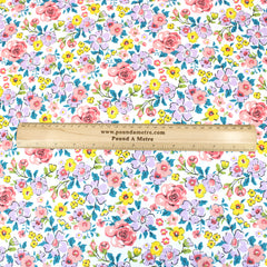 3 Metre Super Quality Smooth Organic Cotton - Melody - 45" White & Purple
