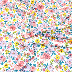 3 Metre Super Quality Smooth Organic Cotton - Melody - 45" White & Purple