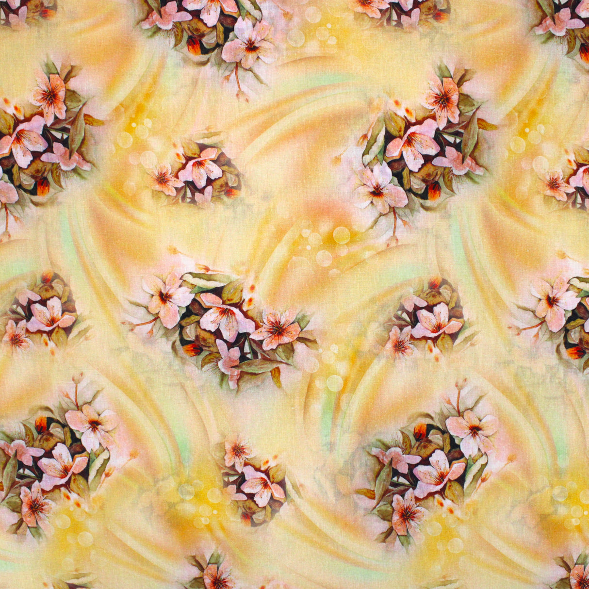 3 Metre Luxury Breathable Dressmaking Floral Cotton Lawn - 55" (Yellow)