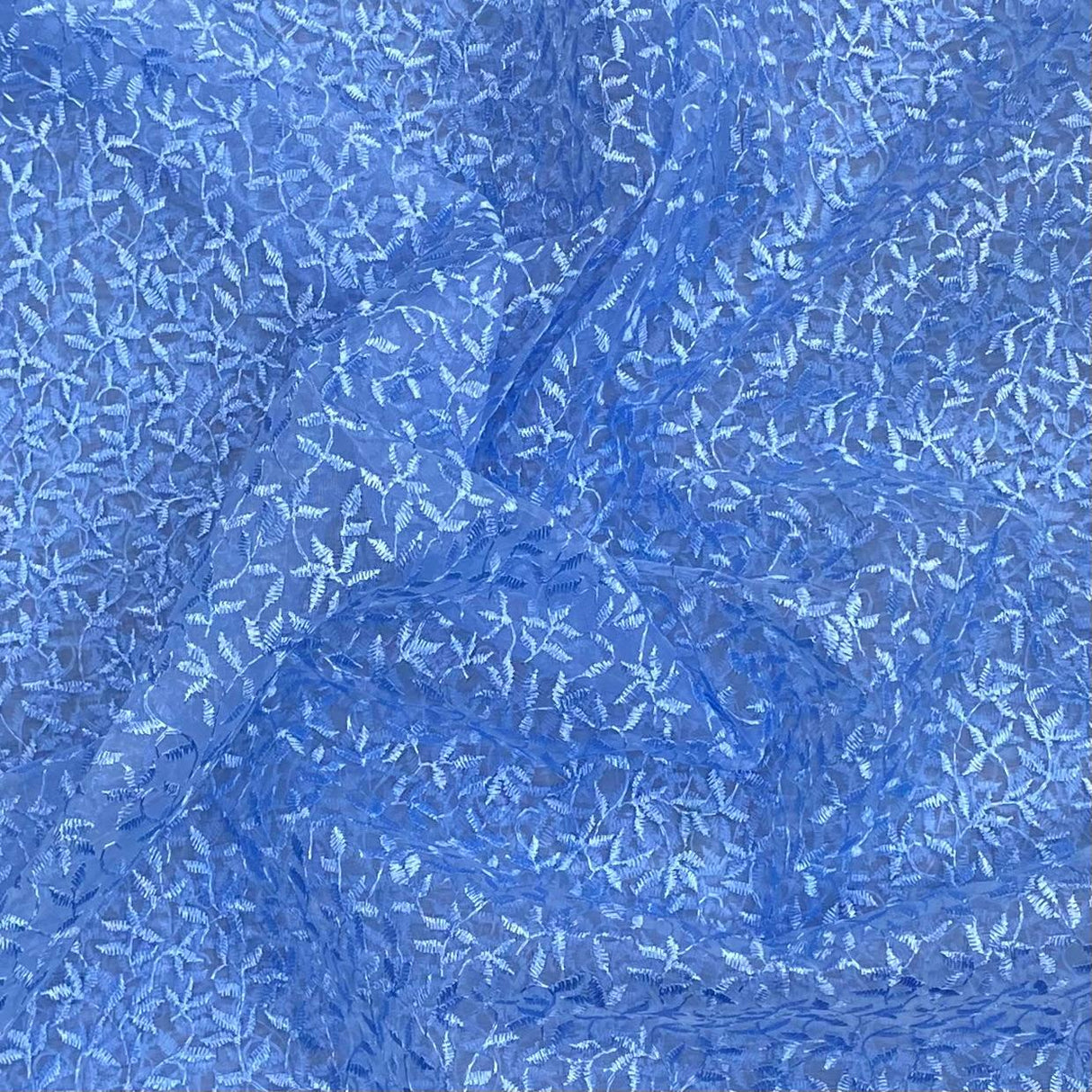3 Metres Luxurious Embroidery Organza - 55 " Wide  (Blue)