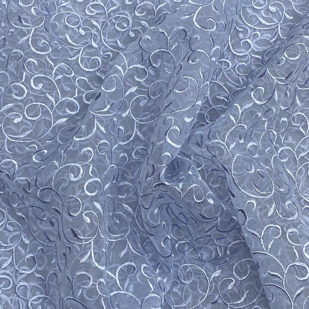 3 Metres Luxurious Embroidery Organza - 55 " Wide  (Grey)