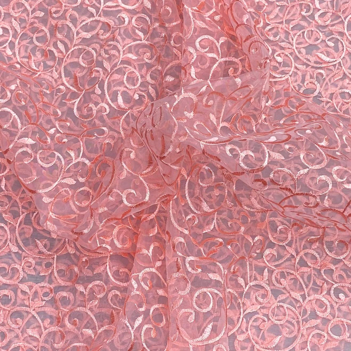 3 Metres Luxurious Embroidery Organza - 55 " Wide  (Peach)