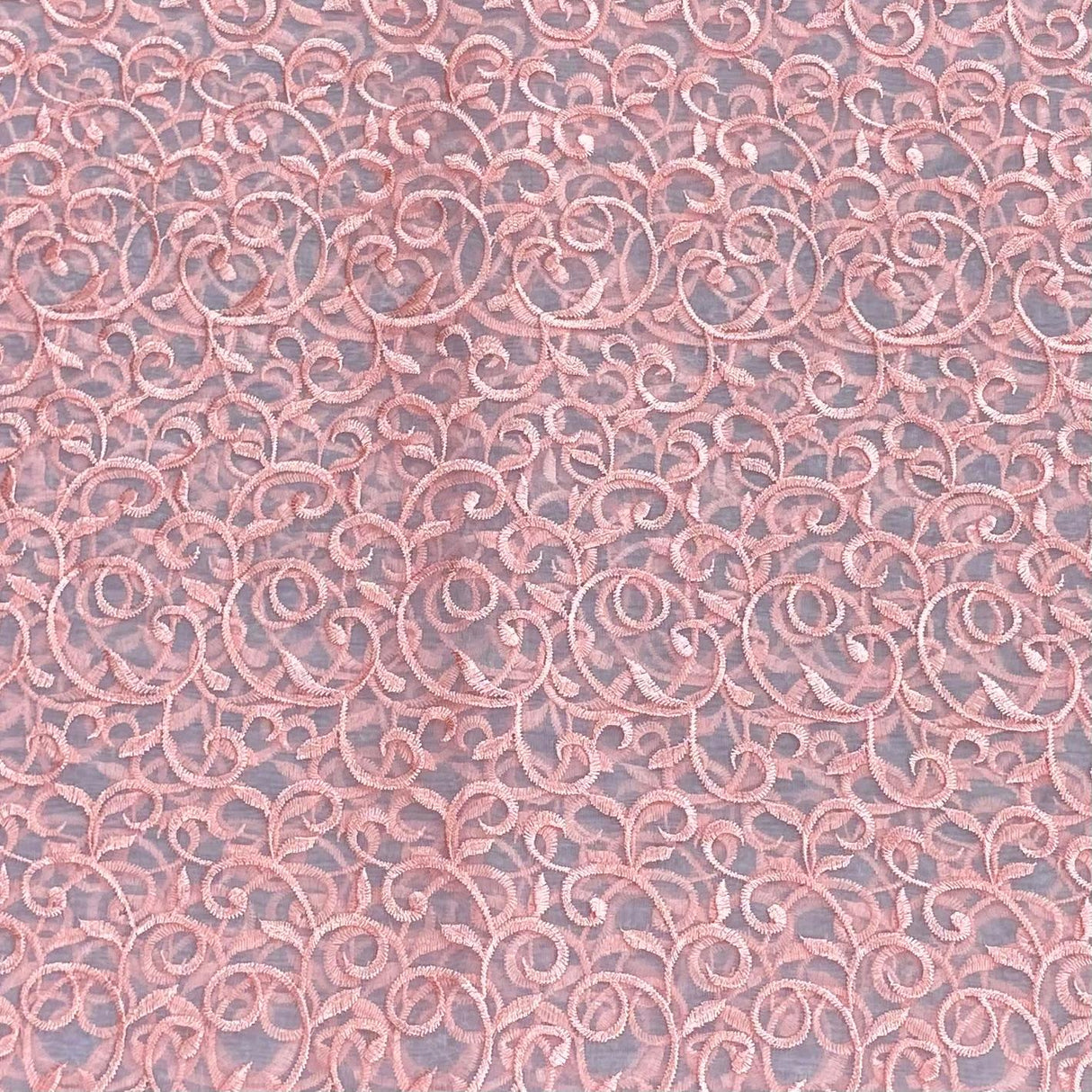 3 Metres Luxurious Embroidery Organza - 55 " Wide  (Peach)