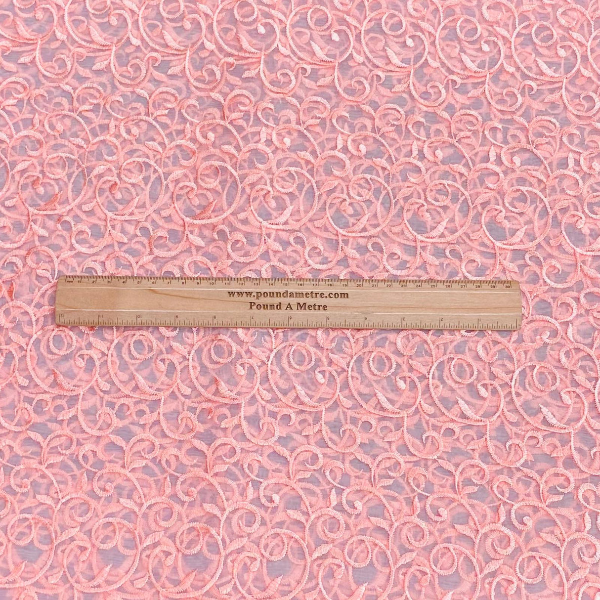 3 Metres Luxurious Embroidery Organza - 55 " Wide  (Peach)