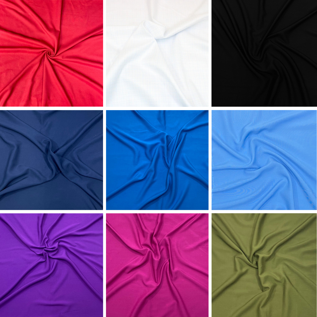 Dress Making Plain Viscose Fabric - 55" - 23 Variations Available