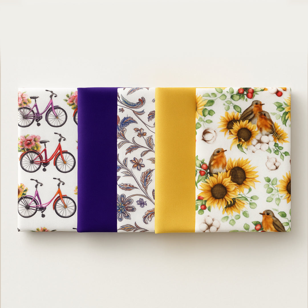 5 Piece 100% Cotton Fat Quarter Bundle- Summer Palette