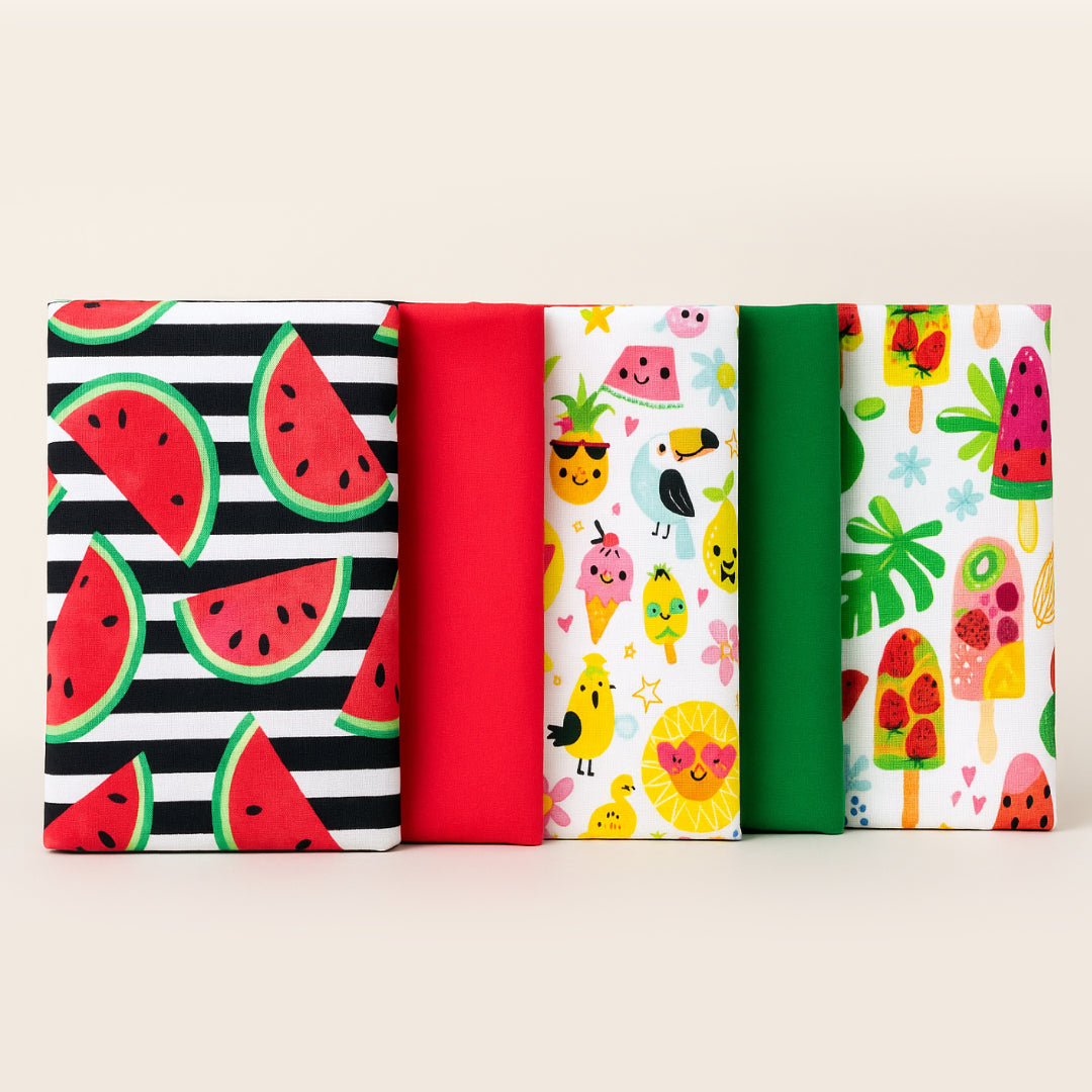 5 Piece 100% Cotton Fat Quarter Bundle- Summer Vibes