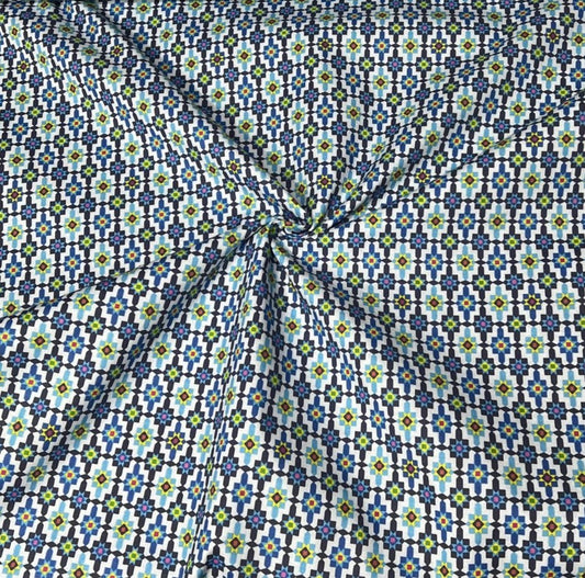 Per Metre Digitally Printed 100% Cotton- 45" Wide (Blue/green printed fabric)