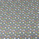 Per Metre Digitally Printed 100% Cotton- 45" Wide (Purple/grey with flowers)