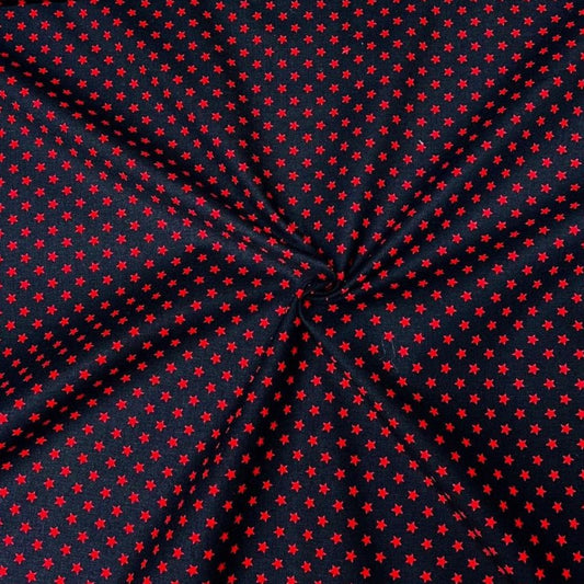 Per Metre Digitally Printed 100% Cotton- 45" Wide (Red stars)