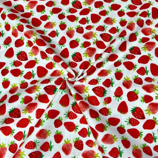 Per Metre Digitally Printed 100% Cotton- 45" Wide (Strawberries)