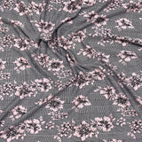 3 Metres Luxury Soft Printed Ponte Scuba - 55" Wide (Pink Flowers)