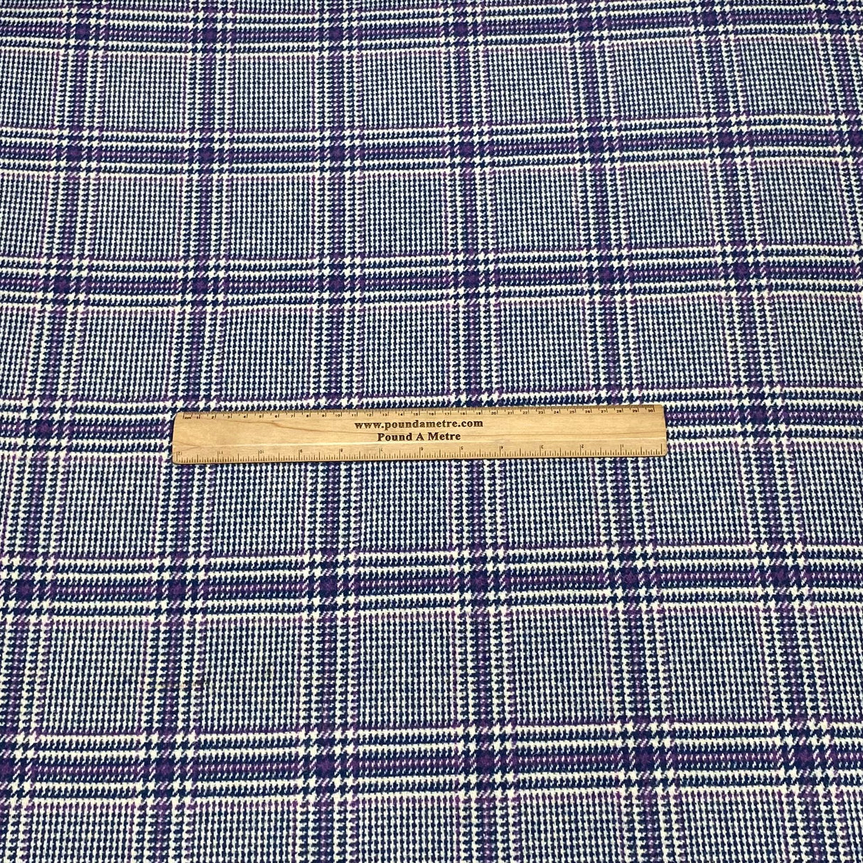 Premium Wool Rich Fabric 55" Wide (Glen Check Blue & Purple)