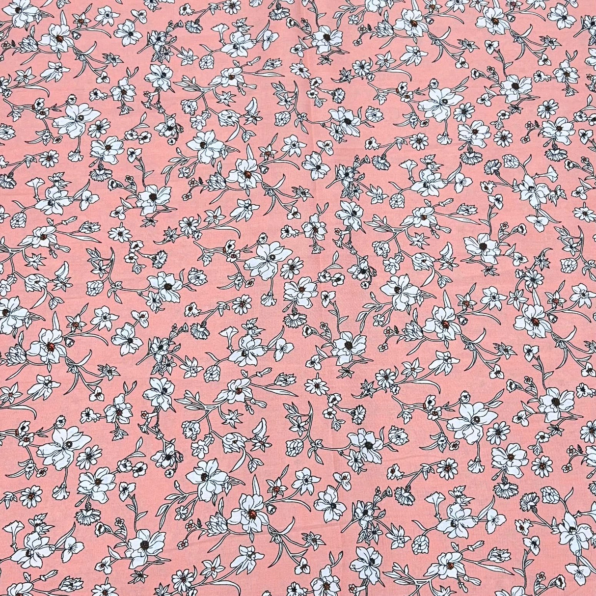 3 Metres Printed Dress Making Viscose- 55" Wide (Pink Garden)