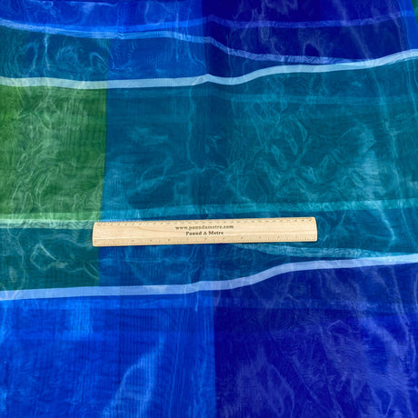 3 Metres Printed Soft Organza 120" Wide (Green & Blue)